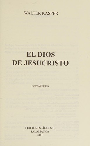 Portada de Walter Kasper El Dios de Jesucristo Editorial Sígueme
