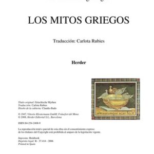 Portada de Friedrich Georg Jünger Los mitos griegos Editorial Herder