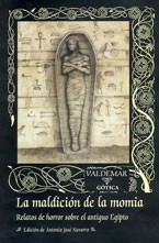 Portada de A. J. Navarro La maldición de la momia Relatos de horror sobre el antiguo Egipto Editorial Valdemar