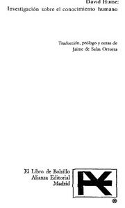 Portada de David Hume Investigación sobre el conocimiento humano Editorial Alianza
