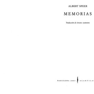 Portada de Albert Speer Memorias Tapa dura Editorial Acantilado