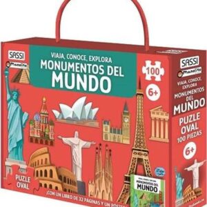 Portada de Viaja, conoce, explora Monumentos del mundo Puzle oval 100 Piezas Editorial Sassi