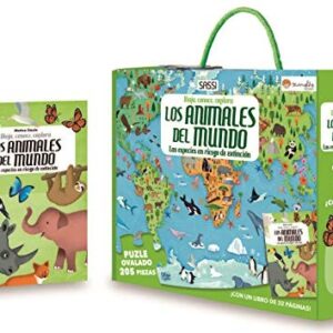 Portada de Los animales del mundo Puzle ovalado 205 piezas ylibro Editorial Sassi