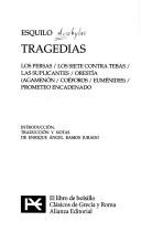 Portada de Esquilo Tragedias Editorial Alianza