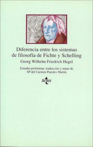 Portada de Georg Wilhelm Friedrich Hegel Diferencia entre los sistemas de filosofía de Fichte y Schelling Editorial Tecnos