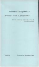 Portada de Alexis de Tocqueville Memoria sobre el pauperismo Editorial Tecnos