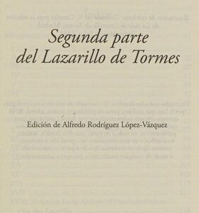 Portada de Segunda parte del Lazarillo de Tormes Editorial Cátedra