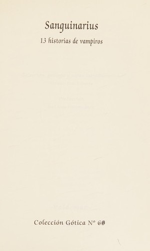 Portada de Autores varios Sanguinarius 13 Historias de vampiros Editorial Valdemar