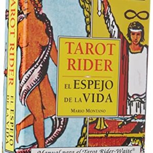 Portada de Montano Mario Tarot Rider El espejo de la vida Estuche grande, cartas y guía Editorial Arkano Books