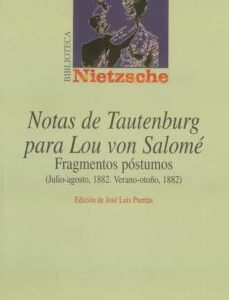 Portada de Friedrich Wilhelm Nietzsche Notas de Tautenburg para Lou von Salomé Fragmentos póstumos Editorial Biblioteca Nueva