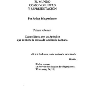 Portada de Arthur Schopenhauer El mundo como voluntad y representación I Editorial Trotta