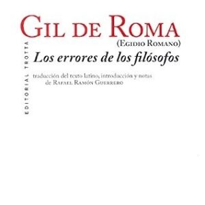 Portada de Egidio Romano Gil de Roma Los errores de los filósofos Editorial Trotta