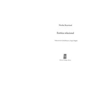 Portada de Nicolás Bourriaud Estética relacional Editorial Adriana Hidalgo